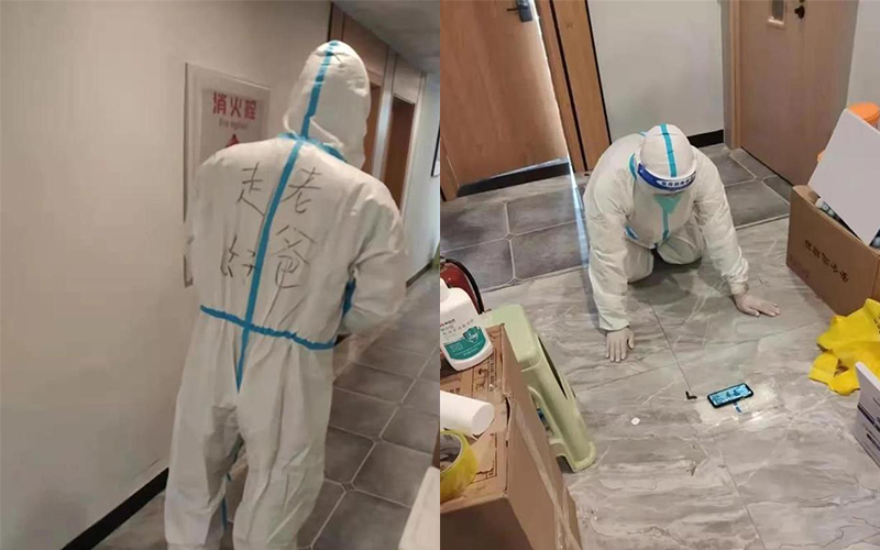 葫蘆島醫生防護服上寫“老爸走好”隔屏跪別，老人遺言：兒回了再下葬！